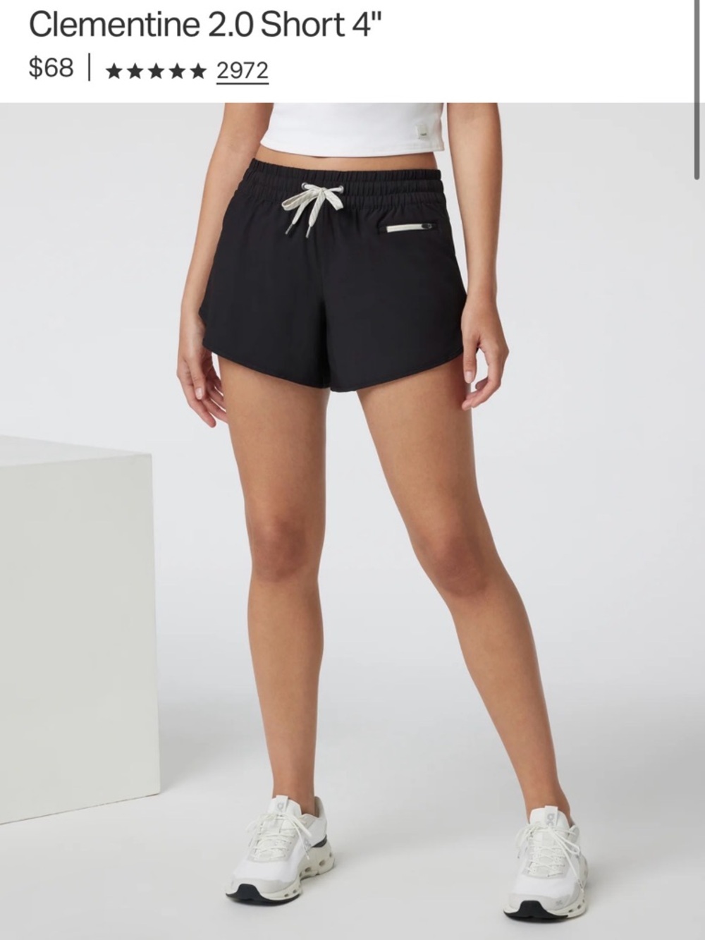 Vuori Clementine 2.0 Black Women's 4" Active Running Shorts